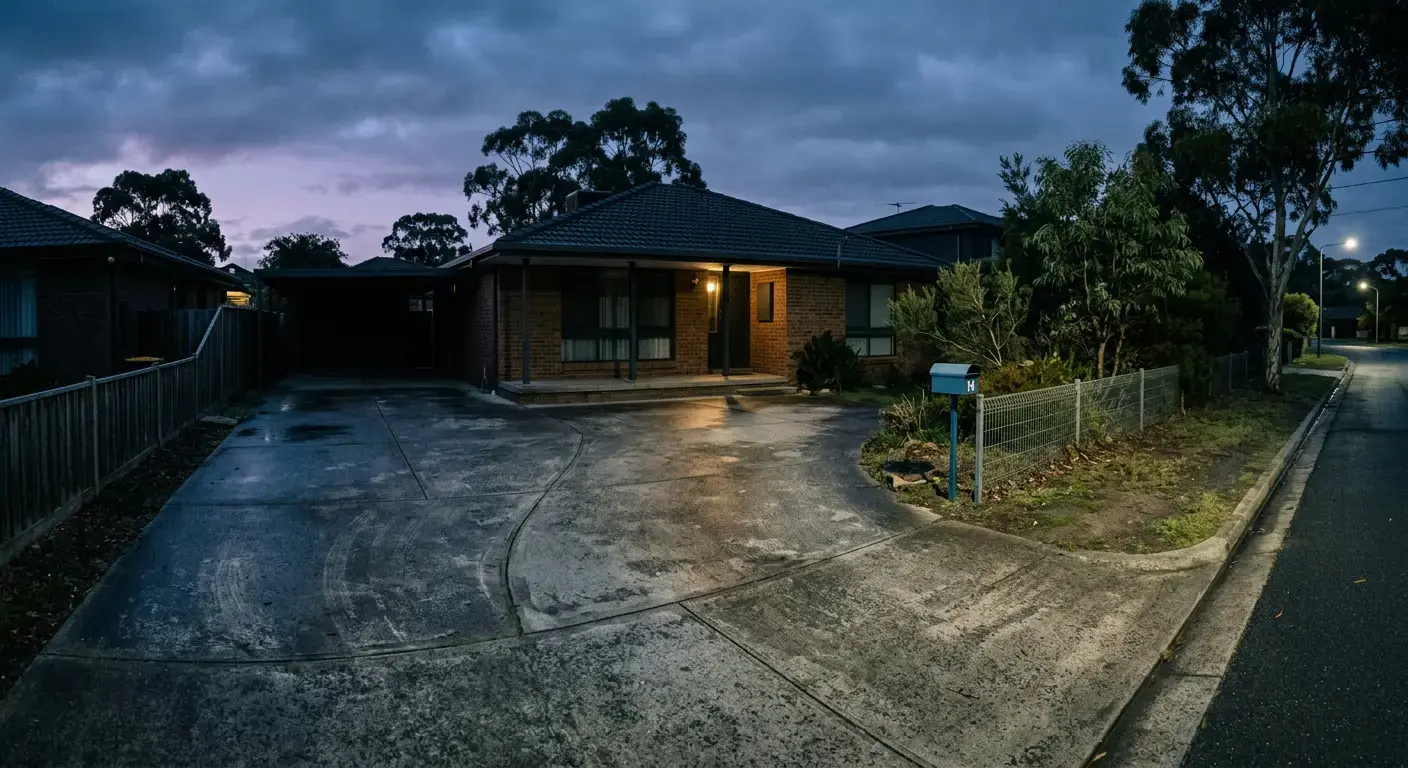 Empty driveway at night